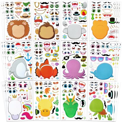 JOYIN 36 PCS 9"x6" Make-a-face Sticker Sheets Make Your Own Unicorn Fantasy Animal Mix and Match Sticker Sheets with Fantasy Unicorn Animals Kids Party Favor Supplies Craft in Saudi Arabia