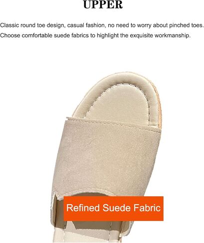 EFTCAL Women Open Toe Suede Platform Sandal,Comfort Slip On Backless Espadrille Wedge Sandals with Arch Support,Casual Fashion Non-Slip Beach Slide in Saudi Arabia