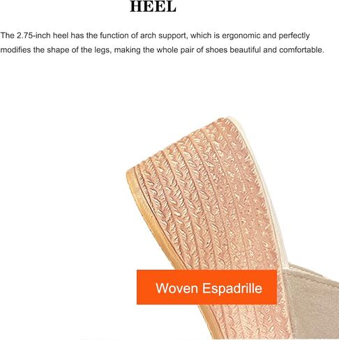 EFTCAL Women Open Toe Suede Platform Sandal,Comfort Slip On Backless Espadrille Wedge Sandals with Arch Support,Casual Fashion Non-Slip Beach Slide in Saudi Arabia