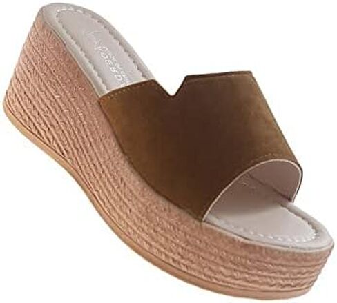EFTCAL Women Open Toe Suede Platform Sandal,Comfort Slip On Backless Espadrille Wedge Sandals with Arch Support,Casual Fashion Non-Slip Beach Slide in Saudi Arabia