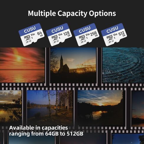 CUSU M30 128GB Micro SDXC Memory Card, Read Speed up to 95 MB/s, A1, UHS-I, Class 10, U3, V30 in Saudi Arabia