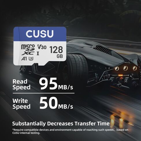 CUSU M30 128GB Micro SDXC Memory Card, Read Speed up to 95 MB/s, A1, UHS-I, Class 10, U3, V30 in Saudi Arabia