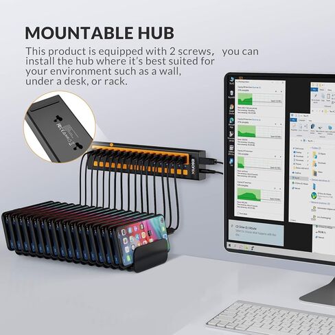 موزع USB 3.0 من iDsonix، 16 منفذ 12 فولت / 6.5 أمبير يعمل بالطاقة USB Hub BC1.2 (5V2.4A) شحن سريع 5 جيجابت في الثانية نقل عالي السرعة مع مفاتيح فردية مقسم USB من سبائك الألومنيوم لأجهزة الكمبيوتر المحمول والكمبيوتر الشخصي والأقراص الصلبة وSSD والمزيد in Kuwait