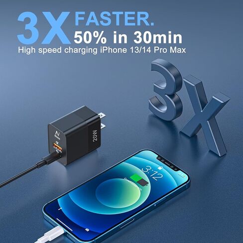 شاحن حائط USB C بقدرة 20 واط، NITASA 2-Pack ثنائي المنافذ سريع PD+QC 3.0 قابس كتلة شاحن لهاتف iPhone 14/13/12 14 Pro Max SE iPad Magsafe Galaxy Pixel، محول طاقة USB C شحن سريع لهاتف iPhone 13/14 Pro Max in Kuwait