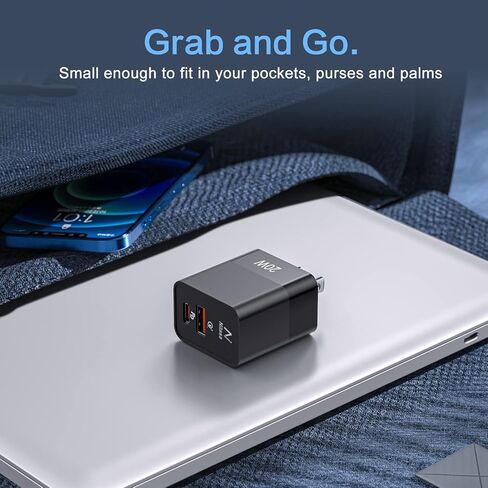 شاحن حائط USB C بقدرة 20 واط، NITASA 2-Pack ثنائي المنافذ سريع PD+QC 3.0 قابس كتلة شاحن لهاتف iPhone 14/13/12 14 Pro Max SE iPad Magsafe Galaxy Pixel، محول طاقة USB C شحن سريع لهاتف iPhone 13/14 Pro Max in Kuwait