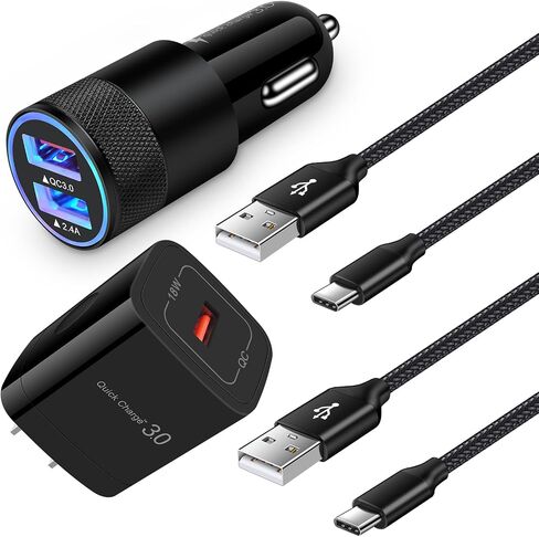 Quick Charge 3.0 Fast Charger Kit for Samsung Galaxy S24 A14 A54 S23 S22 S21 S20 A15 A13 Z Fold/Flip 5,Google Pixel 8 7 6 Pro 7a 6a 5,Wall Charger Block+Car Charger Adapter+2X Nylon Type C Cable(6ft) in Saudi Arabia