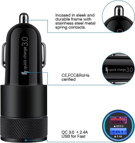 Quick Charge 3.0 Fast Charger Kit for Samsung Galaxy S24 A14 A54 S23 S22 S21 S20 A15 A13 Z Fold/Flip 5,Google Pixel 8 7 6 Pro 7a 6a 5,Wall Charger Block+Car Charger Adapter+2X Nylon Type C Cable(6ft) in Saudi Arabia