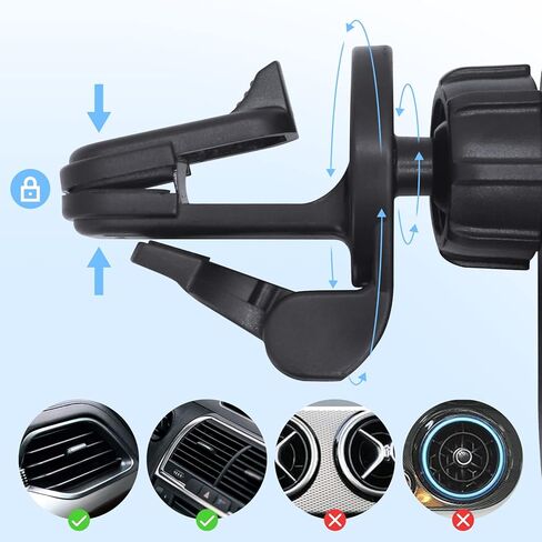 شاحن سيارة لاسلكي، شحن سريع بقدرة 15 وات، لشاحن السيارة Magsafe، حامل فتحة تهوية تلقائية متوافق مع هواتف iPhone 13/12 Series والحافظات المغناطيسية، أسود in Kuwait