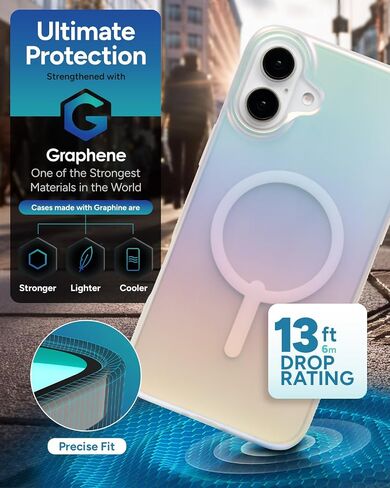 ZAGG Milan Snap Case for iPhone 16 Pro - Color Changing Finish, MagSafe & Wireless Charging Compatible, 13ft Drop Protection, Graphene Reinforced, Eco-Friendly, Matte Iridescent in Saudi Arabia
