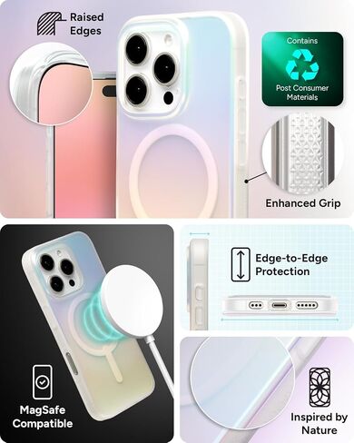 ZAGG Milan Snap Case for iPhone 16 Pro - Color Changing Finish, MagSafe & Wireless Charging Compatible, 13ft Drop Protection, Graphene Reinforced, Eco-Friendly, Matte Iridescent in Saudi Arabia
