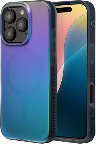 ZAGG Milan Snap Case for iPhone 16 Pro - Color Changing Finish, MagSafe & Wireless Charging Compatible, 13ft Drop Protection, Graphene Reinforced, Eco-Friendly, Matte Iridescent in Saudi Arabia