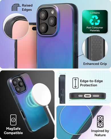 ZAGG Milan Snap Case for iPhone 16 Pro - Color Changing Finish, MagSafe & Wireless Charging Compatible, 13ft Drop Protection, Graphene Reinforced, Eco-Friendly, Matte Iridescent in Saudi Arabia
