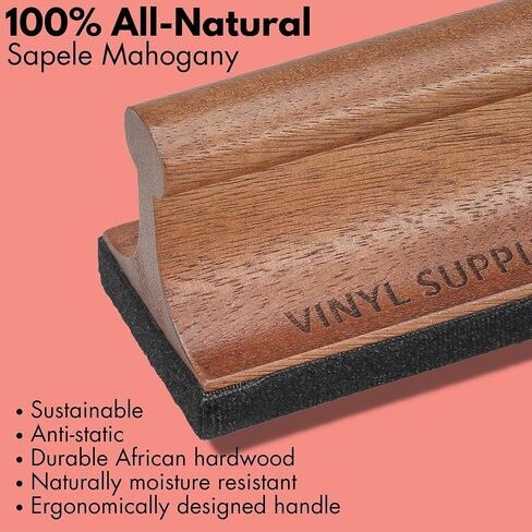 Vinyl Supply Co. Vinyl Record G.O.A.T. Brush- 100% All-Natural Sapele Mahogany Wood + Goat Hair Bristles - Anti-Static Brush for Wet and Dry Record Cleaning in Kuwait