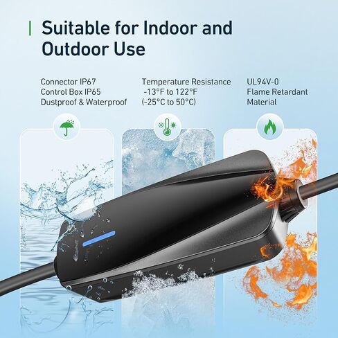 شاحن EVJUICION Tesla المستوى 1-2 EV لشاحن Tesla 110V-240V 16Amp WiFi/APP موصل للهاتف المحمول NEMA 6-20 Plug 5-15 محول سلك تمديد 20 قدم متوافق مع جميع موديلات Tesla 3/Y/X/S in Kuwait