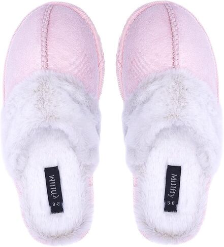 Millffy Nordic Style Faux Fur Trim Rabbit fur Hair Women's Suede Slippers Memory Foam comfy Indoor eva Slipper in Saudi Arabia