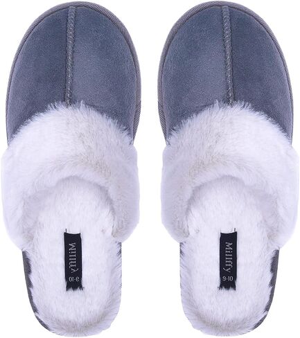 Millffy Nordic Style Faux Fur Trim Rabbit fur Hair Women's Suede Slippers Memory Foam comfy Indoor eva Slipper in Saudi Arabia