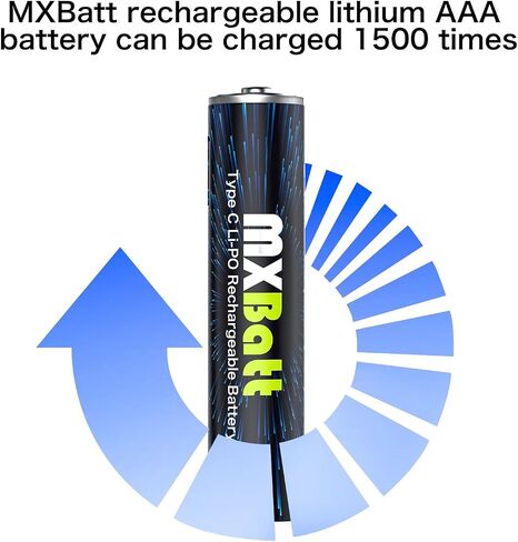 بطارية AAA قابلة للشحن USB C 1.5V 1200mWh قدرة عالية، بطاريات AAA قابلة لإعادة الشحن ليثيوم 6 عبوات مع كابل منفذ USB C 1500 دورة in Saudi Arabia