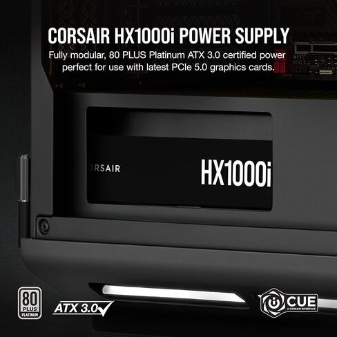 CORSAIR HX1200i مزود طاقة ATX وحدات كاملة منخفضة الضوضاء - متوافق مع ATX 3.0 وPCIe 5.0 - مروحة تحمل ديناميكية سائلة - متوافق مع برنامج CORSAIR iCUE - كفاءة 80 Plus البلاتينية - أسود in Saudi Arabia