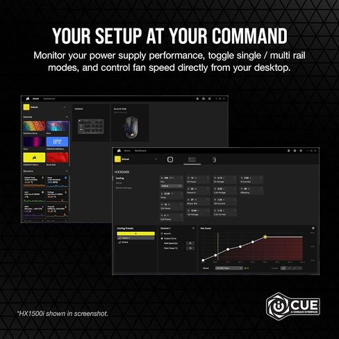 CORSAIR HX1200i مزود طاقة ATX وحدات كاملة منخفضة الضوضاء - متوافق مع ATX 3.0 وPCIe 5.0 - مروحة تحمل ديناميكية سائلة - متوافق مع برنامج CORSAIR iCUE - كفاءة 80 Plus البلاتينية - أسود in Saudi Arabia