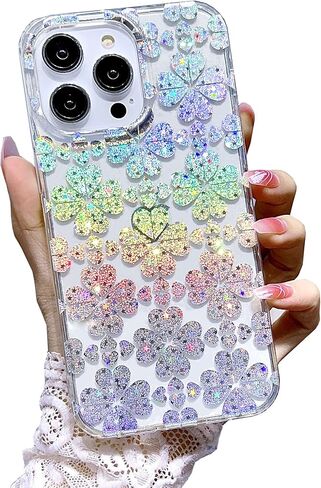 J.west iPhone 14 Pro Max Case - Luxury Sparkle Clear Leopard Print Soft Silicone Cover for Girls & Women (6.7" Cheetah) in Kuwait