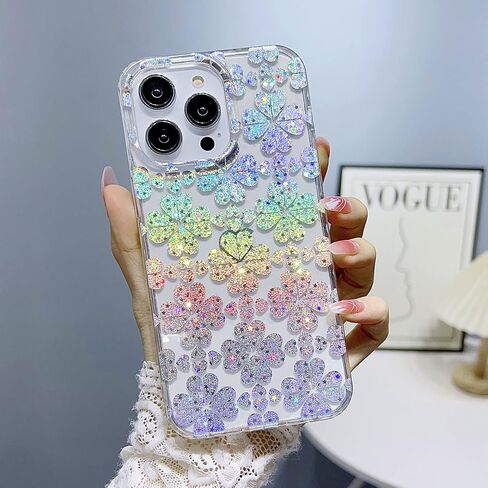 J.west iPhone 14 Pro Max Case - Luxury Sparkle Clear Leopard Print Soft Silicone Cover for Girls & Women (6.7" Cheetah) in Kuwait