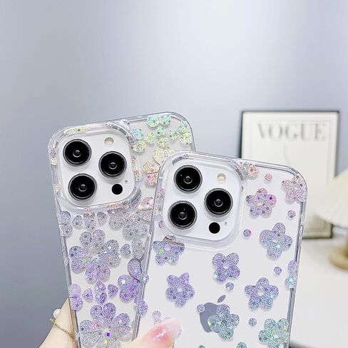 J.west iPhone 14 Pro Max Case - Luxury Sparkle Clear Leopard Print Soft Silicone Cover for Girls & Women (6.7" Cheetah) in Kuwait