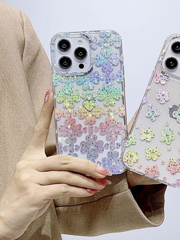 J.west iPhone 14 Pro Max Case - Luxury Sparkle Clear Leopard Print Soft Silicone Cover for Girls & Women (6.7" Cheetah) in Kuwait