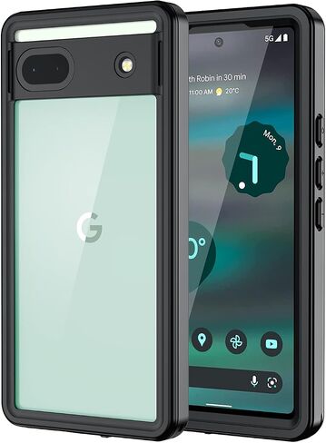 Lanhiem for Google Pixel 6 Case, IP68 Waterproof Dustproof with Built-in Screen Protector, Heavy Duty Full Body Protective Phone Case for Pixel 6, Black/Clear in Saudi Arabia