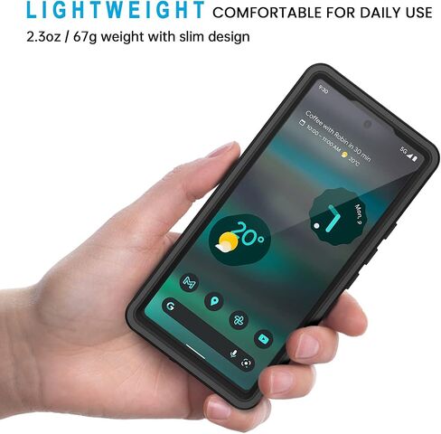 Lanhiem for Google Pixel 6 Case, IP68 Waterproof Dustproof with Built-in Screen Protector, Heavy Duty Full Body Protective Phone Case for Pixel 6, Black/Clear in Saudi Arabia