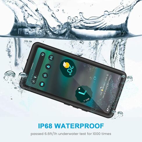 Lanhiem for Google Pixel 6 Case, IP68 Waterproof Dustproof with Built-in Screen Protector, Heavy Duty Full Body Protective Phone Case for Pixel 6, Black/Clear in Saudi Arabia