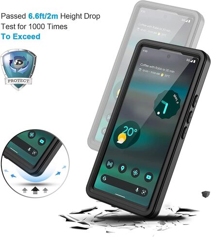 Lanhiem for Google Pixel 6 Case, IP68 Waterproof Dustproof with Built-in Screen Protector, Heavy Duty Full Body Protective Phone Case for Pixel 6, Black/Clear in Saudi Arabia