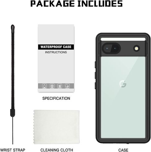 Lanhiem for Google Pixel 6 Case, IP68 Waterproof Dustproof with Built-in Screen Protector, Heavy Duty Full Body Protective Phone Case for Pixel 6, Black/Clear in Saudi Arabia