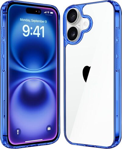 JJGoo Compatiable with iPhone 16 Plus Case Clear, Transparent Shockproof Phone Case, Slim Anti-Scratch Hard PC Back Protective Cover Bumper Phone Case for iPhone 16 Plus 6.7-Inch, Clear in Kuwait