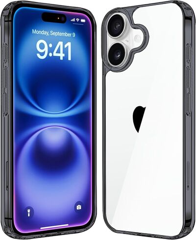 JJGoo Compatiable with iPhone 16 Plus Case Clear, Transparent Shockproof Phone Case, Slim Anti-Scratch Hard PC Back Protective Cover Bumper Phone Case for iPhone 16 Plus 6.7-Inch, Clear in Kuwait