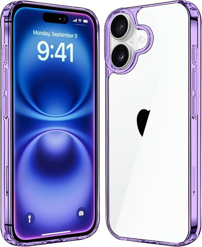 JJGoo Compatiable with iPhone 16 Plus Case Clear, Transparent Shockproof Phone Case, Slim Anti-Scratch Hard PC Back Protective Cover Bumper Phone Case for iPhone 16 Plus 6.7-Inch, Clear in Kuwait