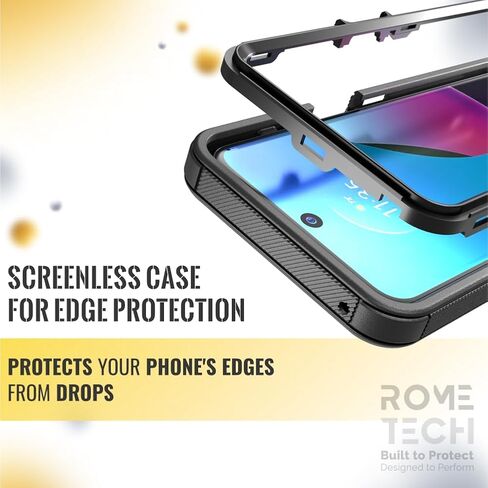 حافظة لهاتف Moto G Stylus 5G (2023) مزودة بمشبك حزام ومسند، حافظة هاتف واقية مزدوجة الطبقات مقاومة للصدمات بدون شاشة لهاتف G Stylus 5G - أسود in Saudi Arabia