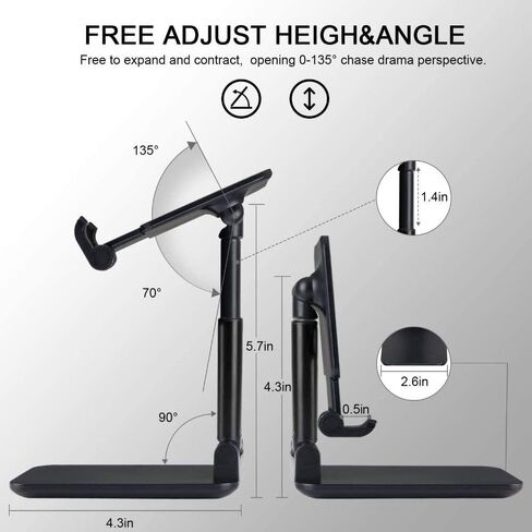 AUGEN Tablet Stand Holder, Multi-Angle Height Portable Monitor Stand For ipad Tablet, Fully Adjustable Foldable ipad Phone Dock Holder For Office Desk (Black Gold|Black) in Saudi Arabia