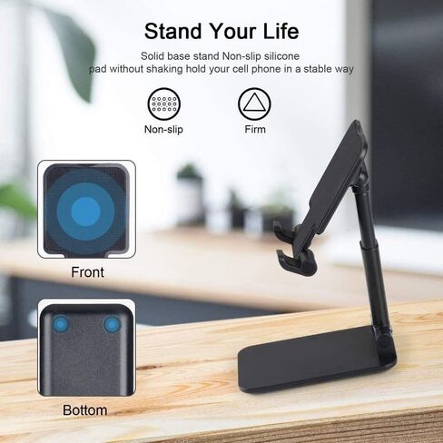 AUGEN Tablet Stand Holder, Multi-Angle Height Portable Monitor Stand For ipad Tablet, Fully Adjustable Foldable ipad Phone Dock Holder For Office Desk (Black Gold|Black) in Saudi Arabia