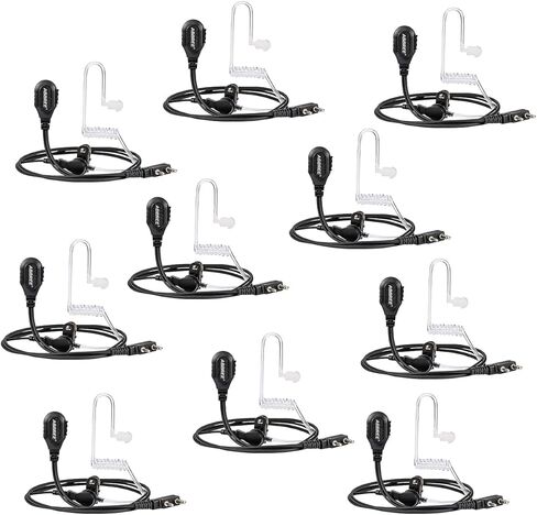 ABBREE Original 2-Pin Detachable Headset Air Acoustic Tube Two Way Radio Earpiece for Baofeng UV-5R BF-888S BF-F8HP 5RM UV-21R UV-5G Plus GM-5RH K5PLUS AR-152 Walkie Talkie (10 Pack) in Kuwait