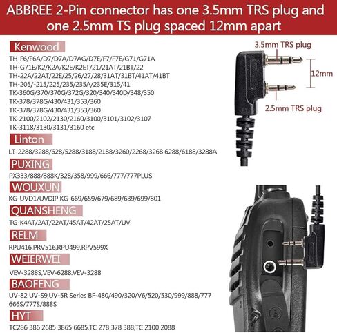 ABBREE Original 2-Pin Detachable Headset Air Acoustic Tube Two Way Radio Earpiece for Baofeng UV-5R BF-888S BF-F8HP 5RM UV-21R UV-5G Plus GM-5RH K5PLUS AR-152 Walkie Talkie (10 Pack) in Kuwait