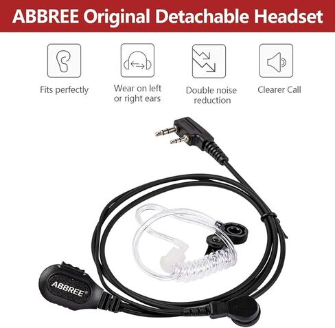 ABBREE Original 2-Pin Detachable Headset Air Acoustic Tube Two Way Radio Earpiece for Baofeng UV-5R BF-888S BF-F8HP 5RM UV-21R UV-5G Plus GM-5RH K5PLUS AR-152 Walkie Talkie (10 Pack) in Kuwait