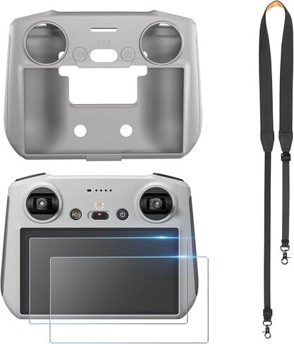 غطاء حماية من السيليكون + حزام رقبة بحبل قابل للتعديل + واقي شاشة مجموعة من 3 قطع لملحقات الطائرة بدون طيار DJI RC (لـ DJI Mini 3 /Mini 3 Pro) in Kuwait
