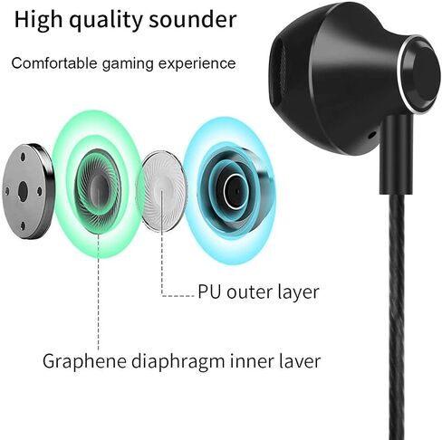 S&H 3.5MM Gaming Earbuds for PS4, PS5, New Xbox One, Cellphones, PC, Laptop, Earphones Wired Stereo Bass in-Ear HiFi Stereo Headphones with Microphone and Volume-Control (Black) in Saudi Arabia