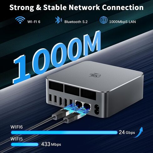 Beelink EQI12 Mini PC,Intel Core i3-1220P (10C/12T,up to 4.4GHz),Mini Computer with 24GB LPDDR5 RAM 500GB M.2 2280 PCle 4.0x4 SSD,Built-in PSU/4K Dual Screen Display/WiFi6/BT5.2/Dual Gigabit LAN in Kuwait