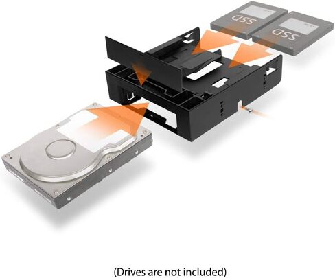 ICY DOCK Flex-FIT Trio 3.5-5.25 بوصة طقم تحويل للخليج الأمامي مع 2X 2.5 بوصة HDD/SSD Bay إضافية، BPSCS27273-MB343SP، أسود، 2X SSD و1x HDD in Kuwait