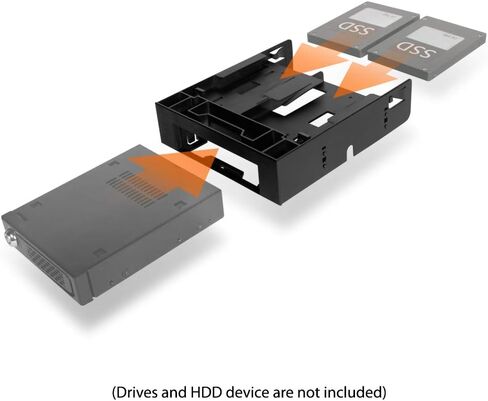 ICY DOCK Flex-FIT Trio 3.5-5.25 بوصة طقم تحويل للخليج الأمامي مع 2X 2.5 بوصة HDD/SSD Bay إضافية، BPSCS27273-MB343SP، أسود، 2X SSD و1x HDD in Kuwait