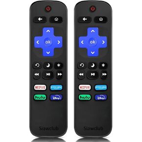 (Pack of 2) Replaced Remote Control for Roku TV, Compatible with TCL Hisense Sharp Onn Insignia Roku TV ect, with Netfl, Disney+, Hulu, Prime Video Buttons【Not for Roku Stick and Box】