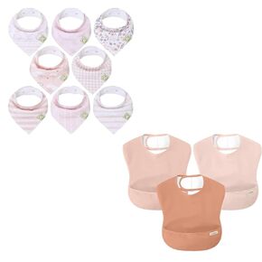 KeaBabies Baby Bandana Drool Bibs for Girls and 3-Pack Waterproof Baby Bibs for Eating - Super Absorbent Cotton Bandana Bibs - Lightweight Baby Bib with Food Catcher - Baby Drool Bib
