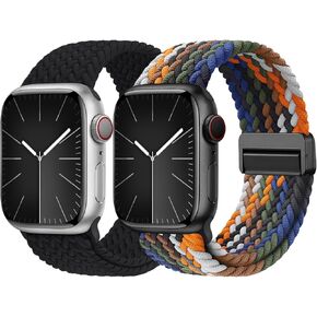 Magnetic Braided Solo Loop Compatible with Apple Watch Band 40mm 41mm 38mm 45mm 44mm 42mm 46mm 49mm Women Men, Stretchy Elastic Wristband Strap for iWatch SE SE 2 Series 10 9 8 7 6 5 4 3 Ultra Ultra 2 in Kuwait