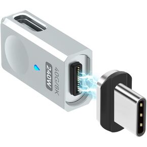 USB C Magnetic Adapter Side Port Straight 240W Magnetic USB Type C Connector 24Pin with USB4 40Gps Data Transfer, Compatible for Steam Deck, MacBook Pro/Air iPad Pro, Phones